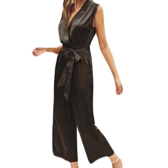 Dress Forum Black Satin Jumpsuit | Evening NYE - Picture 3 of 6
